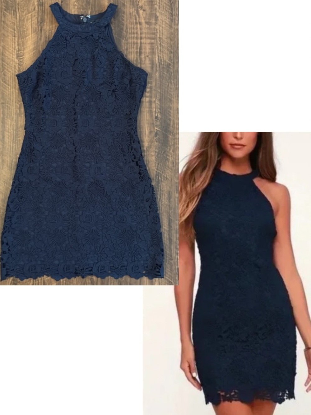 *Fits like a S/M* - Lulus Love Poem Navy Blue Lace Dress